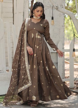 Distinguishable Beige Shimmer  Designer Gown