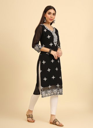 Distinguishable Black Georgette Casual Kurti