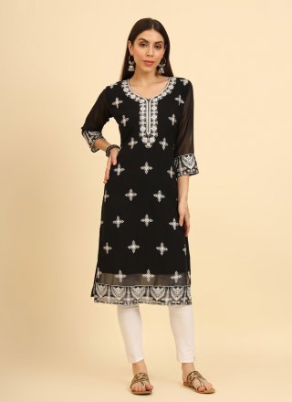 Distinguishable Black Georgette Casual Kurti