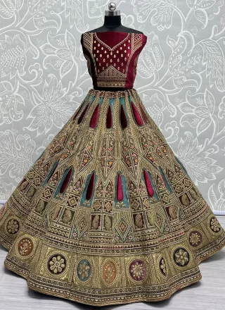 Dori, Embroidered, Patch Border, Sequins, Thread and Zari Work Net Lehenga Choli In Sea Green