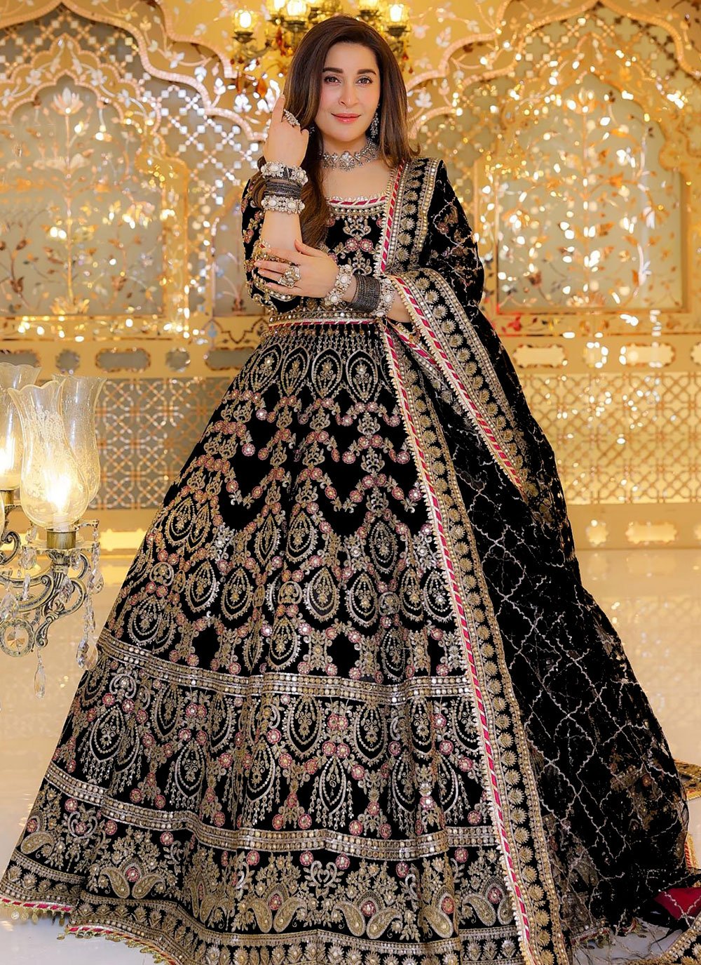 Shop Online Dori, Embroidered, Sequins and Stone Work Velvet