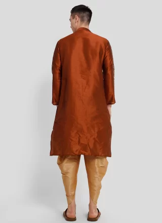Dupion Silk Dhoti Kurta In Mustard