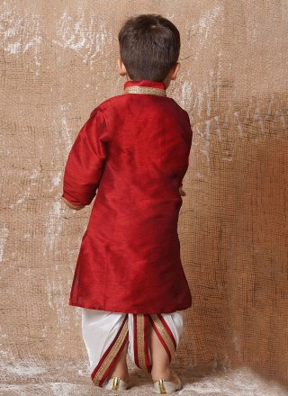 Dupion Silk Dhoti Kurta with Embroidered Work