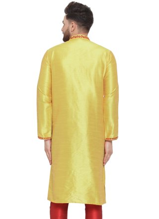 Dupion Silk Kurta Mens Wear with Embroidered Work