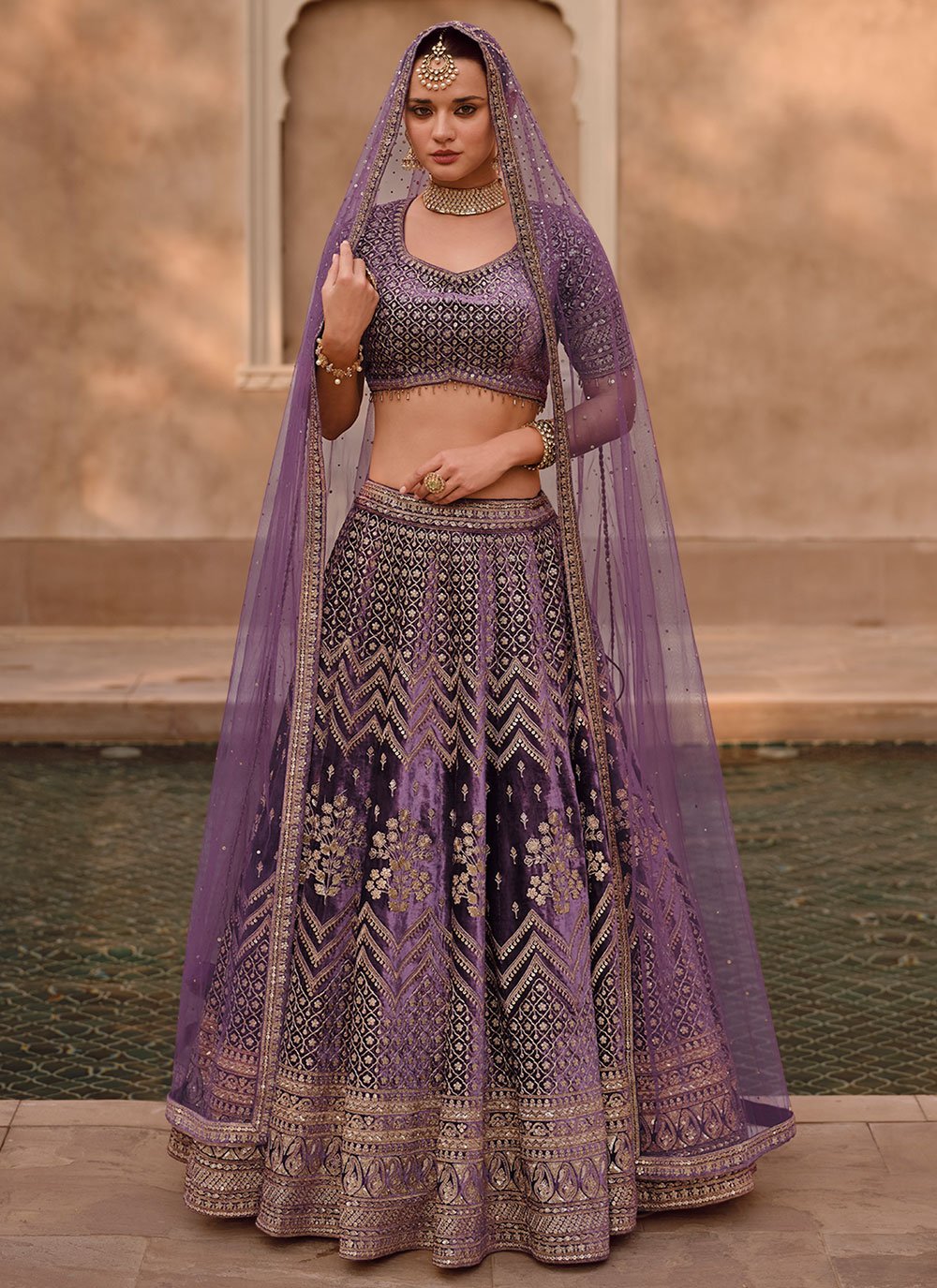 Maroon embroidered lehenga set – Kylee