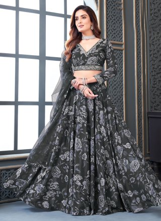Buy Black silk traditional wear lehenga choli at fealdeal.com