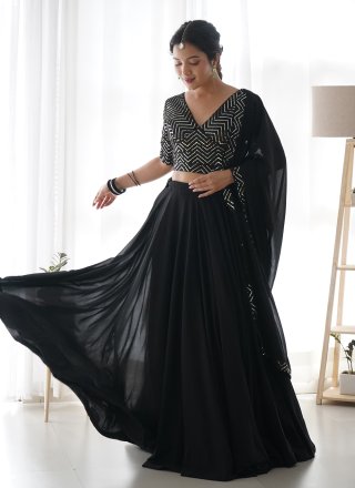 Black Party Wear Embroidered Lehenga Choli Suit in 2024 | Party wear, Lehenga  choli, Chiffon lehenga
