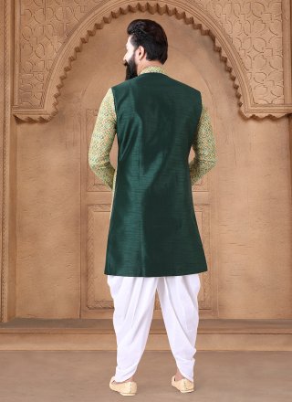Embroidered and Sequins Work Silk Sherwani Mens Wear In Green