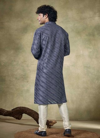 Embroidered and Sequins Work Viscose Kurta Pyjama In Blue