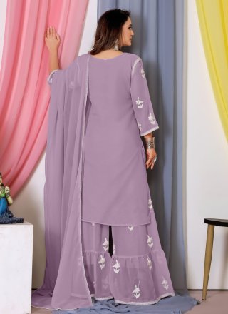 Embroidered and Thread Work Georgette Trendy Suit In Mauve