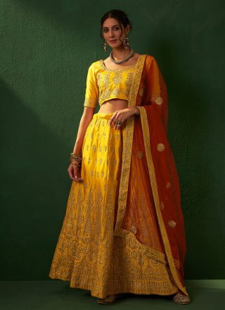Bright yellow lehenga with gold work! | WedMeGood||#wedmegood  #indianweddings #yellowlehenga #lehenga #wed… | Haldi ceremony outfit, Yellow  lehenga, Lehenga designs