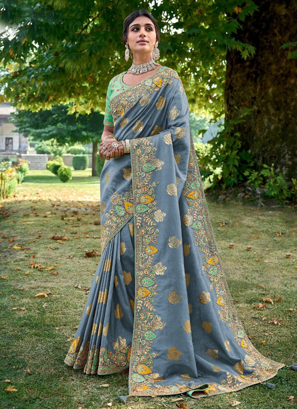 Fancy banarshi satin imbaradary Fancy skirt stone work saree