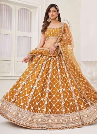 Set of 2 - 'From our memory box' yellow lehenga in cotton floral hand block  print - HappyClouds