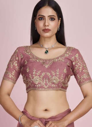 Embroidered, Sequins and Zari Work Banglori Silk Designer Saree In Hot Pink