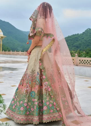 Embroidered, Sequins, Stone and Thread Work Silk Lehenga Choli In Sea Green