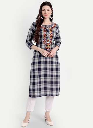 Embroidered Work Cotton Casual Kurti In Multi Colour for Casual