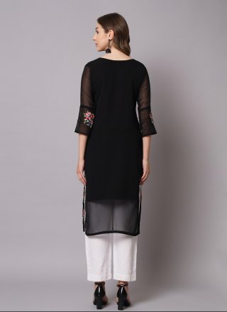 Embroidered Work Georgette Designer In Black