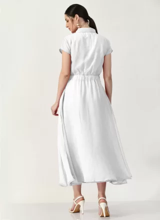 Embroidered Work Georgette Designer Kurti In White for Ceremonial