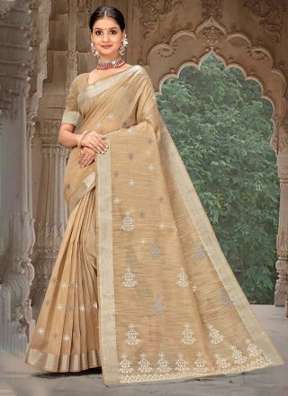 Buy Wedding Wear Beige Resham Work Georgette Saree Online From Surat  Wholesale Shop.