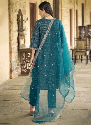 Embroidered Work Muslin Pant Style Suit In Morpeach