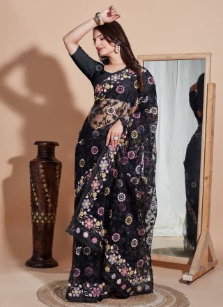 Black Colour Ready Pleated Saree  Pleated saree, Party wear indian  dresses, Organza blouse