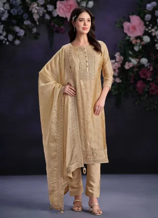 Beige colour punjabi suit best sale