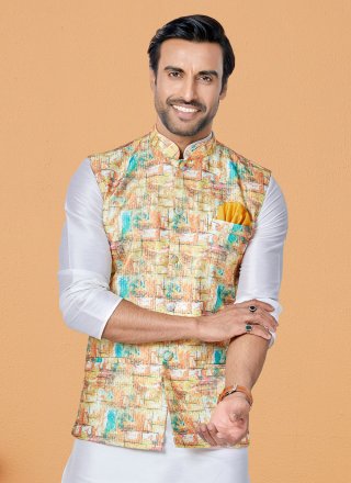 Embroidered Work Polyester Nehru Jackets In Multi Colour for Ceremonial