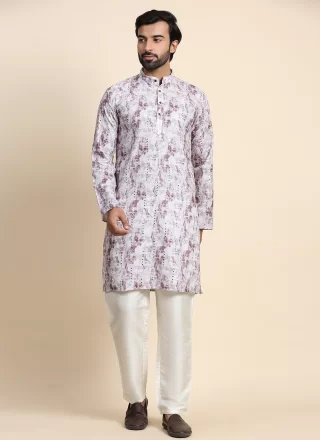 Embroidered Work Rayon Kurta Pyjama In Grey