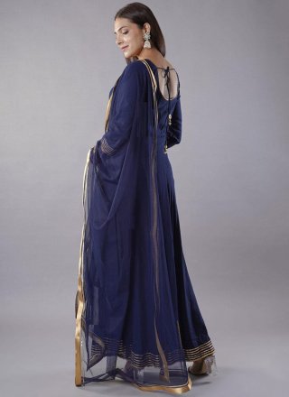 Embroidered Work Rayon Readymade Salwar Suit In Blue for Ceremonial