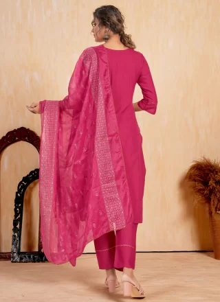 Embroidered Work Rayon Salwar Suit In Pink