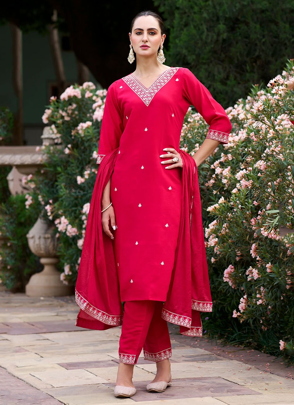 Red colour shops salwar suit