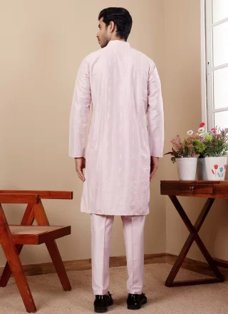 Embroidered Work Silk Designer In Pink