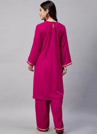 Embroidered Work Velvet Designer Kurti In Magenta and Rani