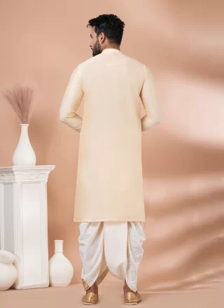 Embroidered Work Viscose Dhoti Kurta In Gold