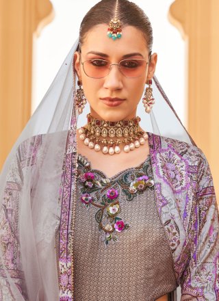 Enchanting Multi Colour Silk Designer Gown with Foil Print Work