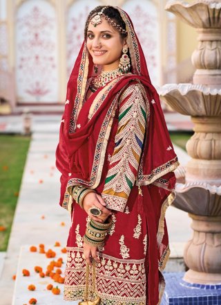 Enchanting Red Silk Readymade Salwar Suit