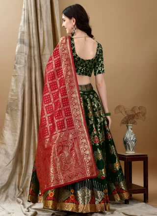 Especial Green Jacquard Silk Lehenga Choli