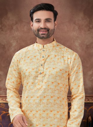 Especial Yellow Jacquard Kurta Pyjama