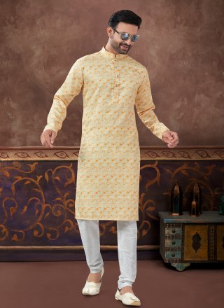 Especial Yellow Jacquard Kurta Pyjama