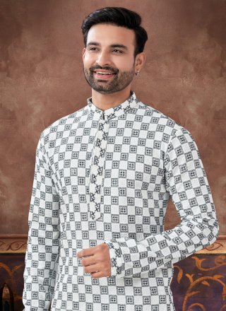 Ethnic Black and Off White Rayon Kurta Pyjama