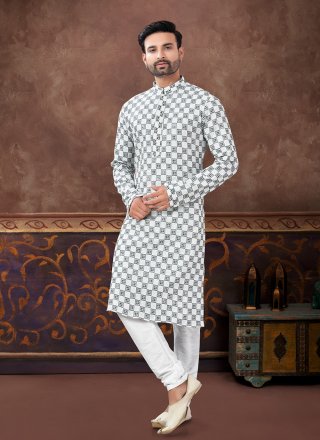 Ethnic Black and Off White Rayon Kurta Pyjama