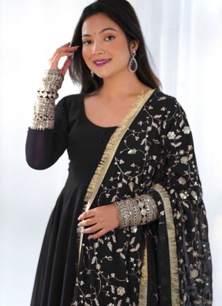 Exceeding Black Faux Georgette Salwar Suit