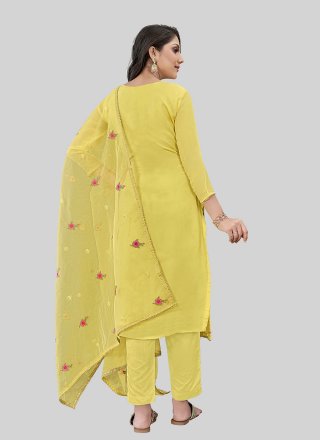 Exceptional Yellow Silk Pant Style Suit