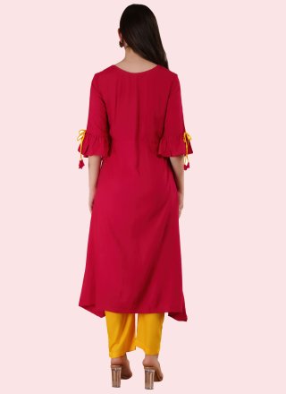 Exotic Magenta Rayon Pant Style Suit In Plain