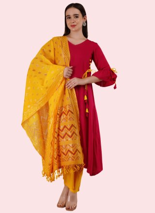 Exotic Magenta Rayon Pant Style Suit In Plain