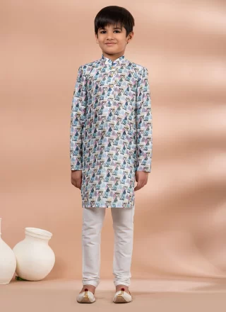 Fancy Fabric Kurta Pyjama In Multi Colour