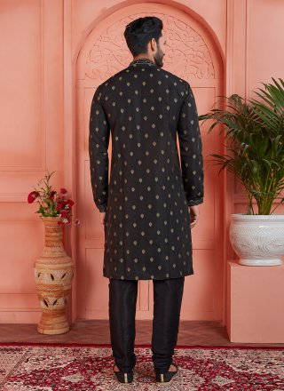 Fantastic Black Brocade Kurta Pyjama