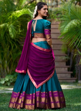 Fantastic Teal Poly Cotton Lehenga Choli