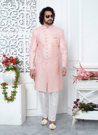 Fashionable Pink Art Silk Indo Western with Thread Work