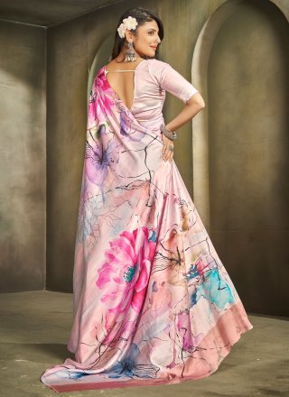 Faux Crepe Classic Sari In Multi Colour